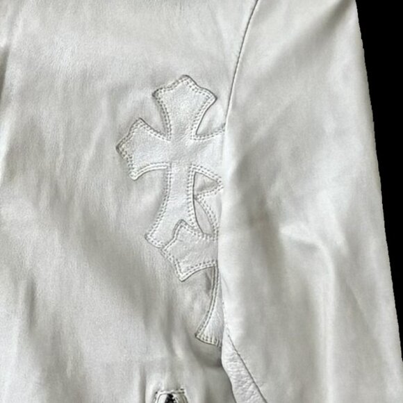 Chrome Hearts Distressed Leather Jacket – Pearl White (Vintage / Well-Worn) - Picture 4 of 14